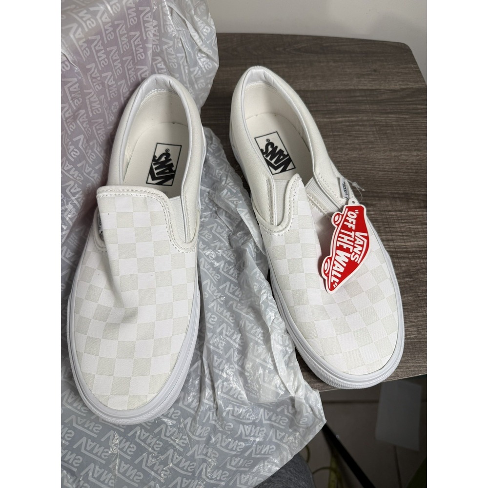 Vans Classic Checkerboard Checkered Slip-On True White Men's 9 / Women's10.5 NEW